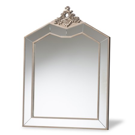 Baxton Studio Odele Contemporary Glam and Luxe Brushed Silver Finished Wood Accent Wall Mirror 192-11922-ZORO